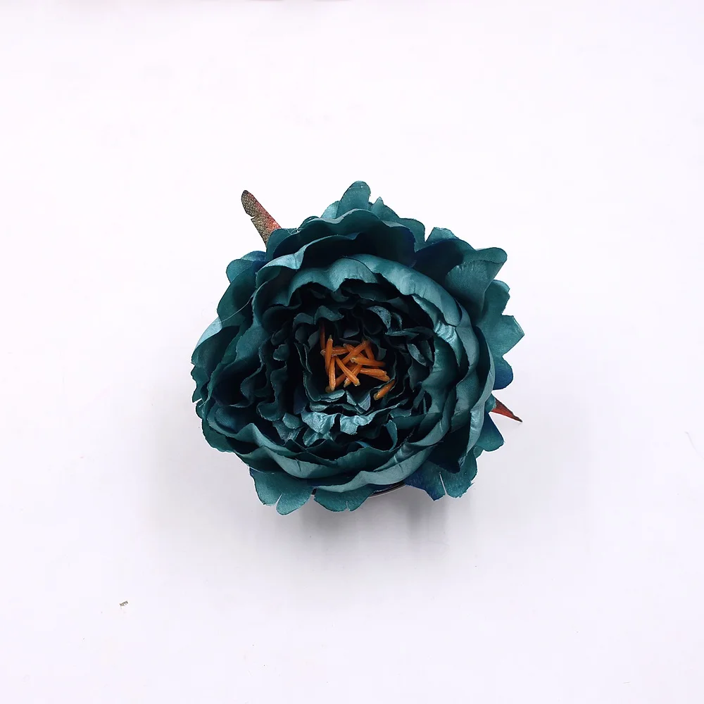 blue 1 шт., 10 см, высокое качество, искусственный цветок пиона, голова, свадебные, для дома, вечерние, украшения, цветы ручной работы, сделай сам, зажим, настоящее прикосновение - Цвет: blue