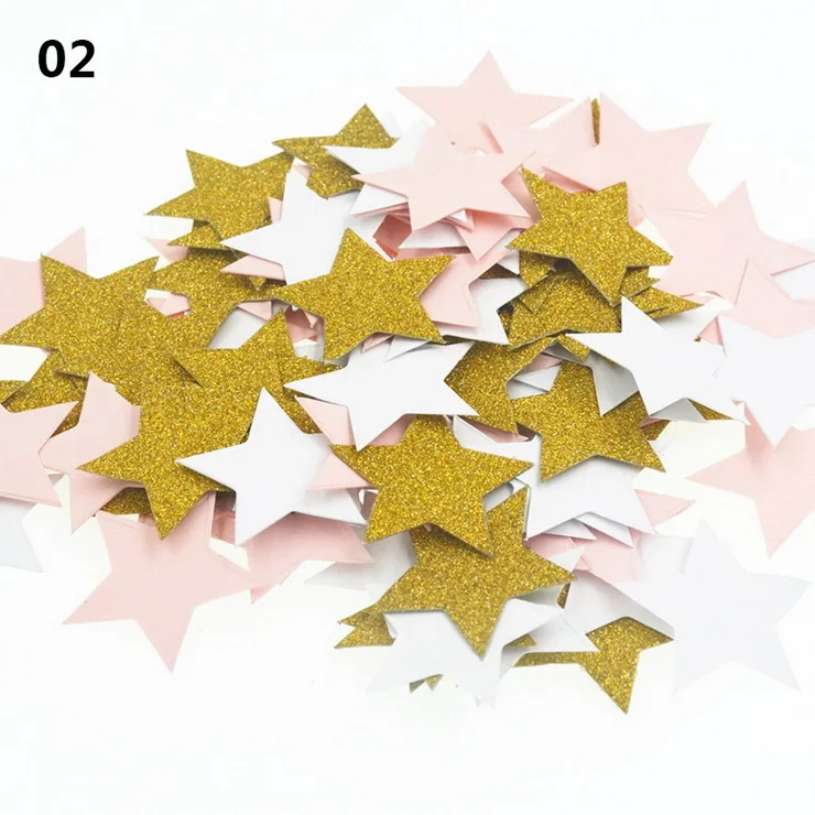 Style 02 100 шт 3 см круглая звезда сердце бумага конфетти блестки Висячие Флаг торт украшение День рождения Свадебные украшения вечерние принадлежности - Цвет: Style 02