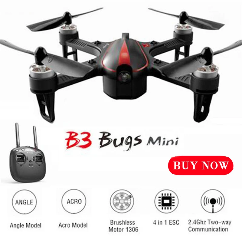 Мини Квадрокоптер MJX Bugs 3 бесщеточный с мотором 1306 2750KV 7 4 V 850mAh 45C аккумулятор VS Дрон