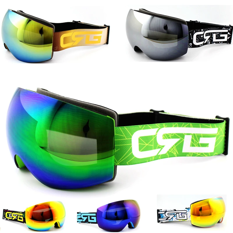 Брендовые профессиональные лыжные очки с двухслойными линзами незапотевающие