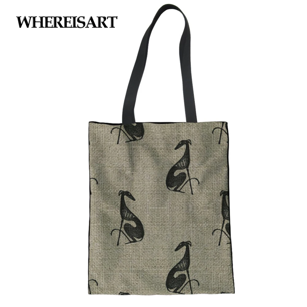 WHEREISART женская сумка тоут с принтом грейхаунда для покупок по индивидуальному