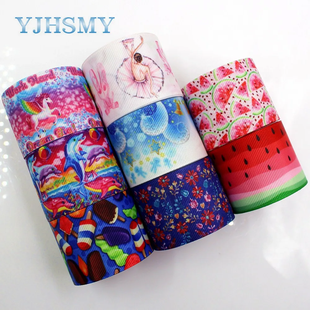 YJHSMY C 18322 13 38 мм 5 ярдов Мультяшные печатные корсажные ленты DIY ручная работа