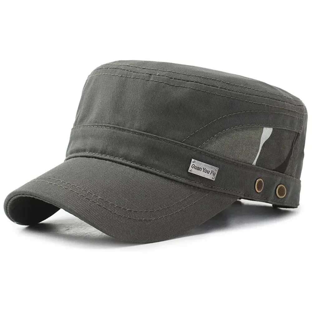 army green TOHUIYAN Новая мода Для мужчин s Шляпа Унисекс Для женщин Для мужчин плоская крыша Военная шляпа кадетский патруль широкополая шляпа сезон: весна–лето Повседневное хлопковая кепка в стиле милитари - Цвет: army green