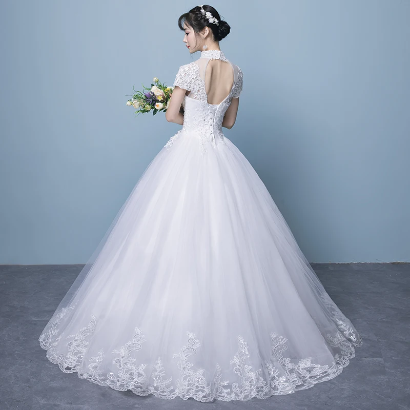 Fansmile Short Sleeve Vestido de Novia Ball Gowns Wedding Dresses 2020 Princess Plus Size Vintage Robe Mariage FSM-018F | Свадьбы и