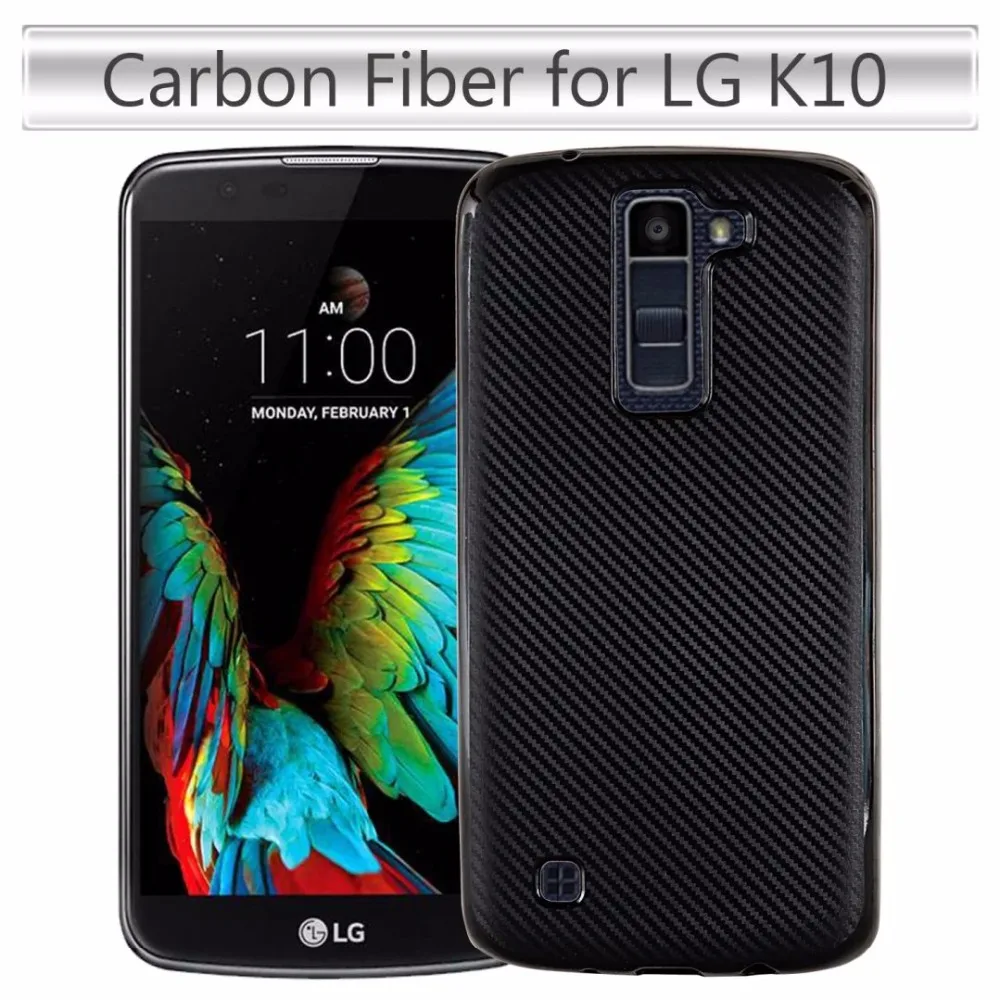 Для LG K10 Dual 5 3 дюймов чехол из углеродного волокна Мягкий ТПУ стильный светильник
