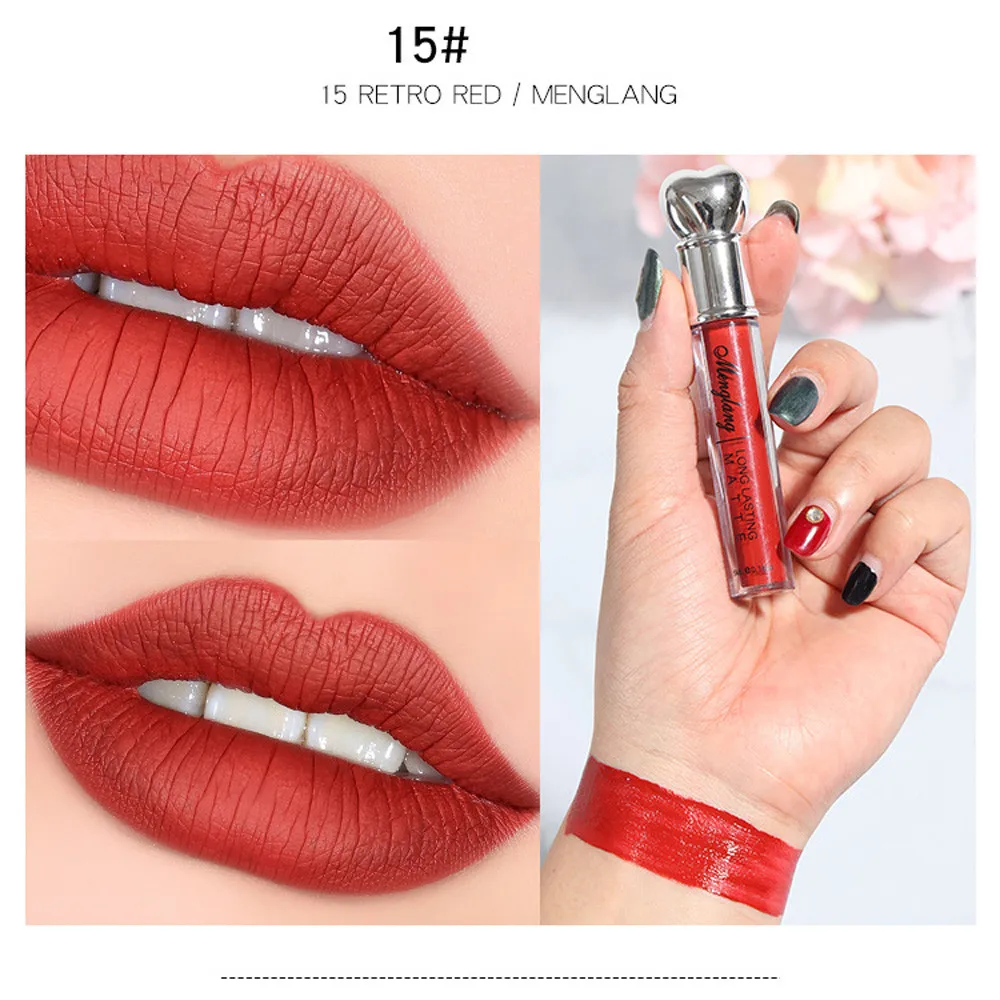 Новая мода водонепроницаемая матовая жидкость блеск для губ длительная антипригарная чашка губная помада
