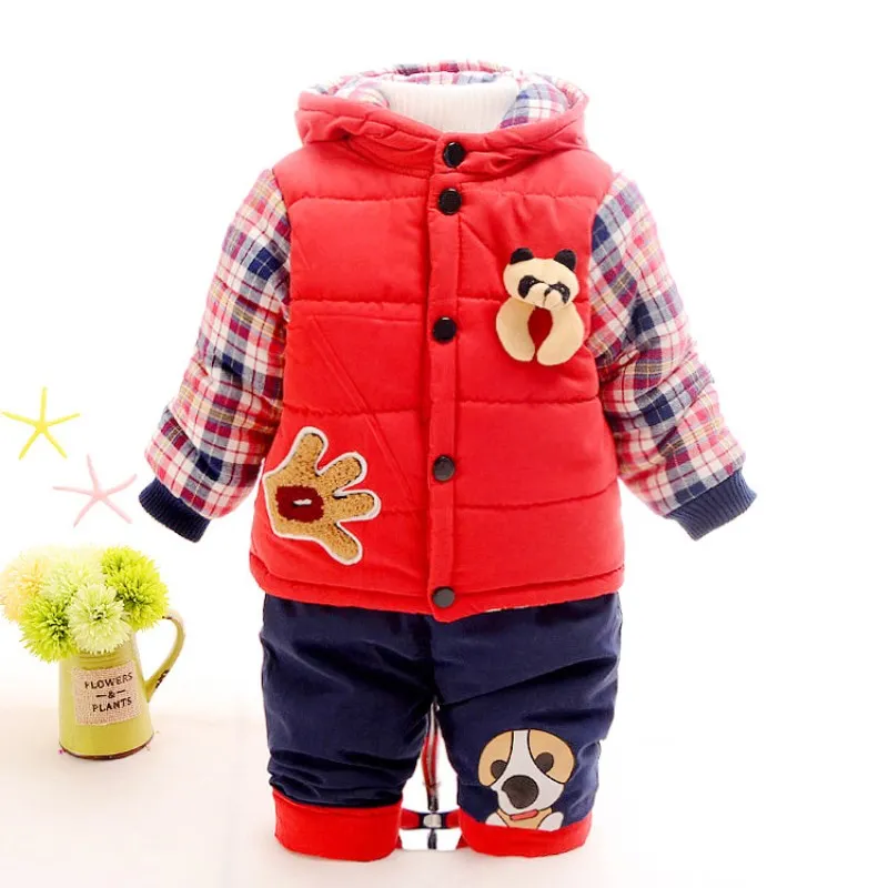 New 2017 Baby boys winter clothing suit set warm down jacket+pants long sleeve coat kis fashion clothes 12M-3years |