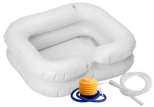 Basin and inflator Надувная ванна для мытья волос для инвалидов, портативная раковина для мытья волос, сливная трубка, приспособление для отдыха на кровати - Цвет: Basin and inflator