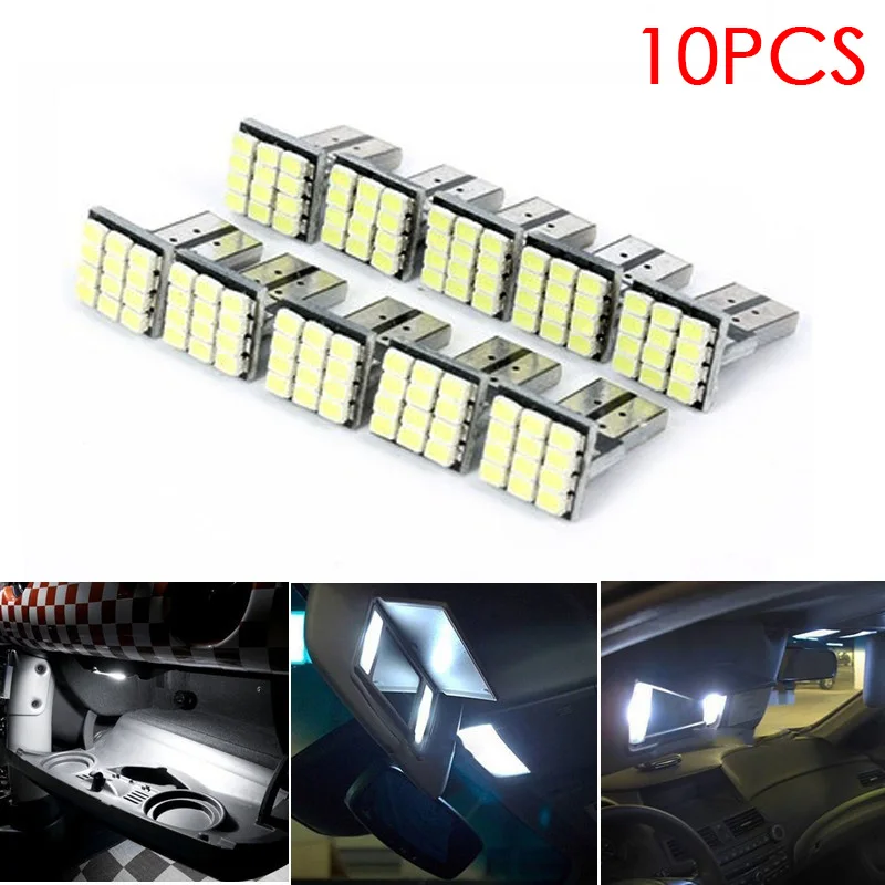 10 шт мощностью 12 V для автомобилей светильник s Белый T10 светодиодный SMD номерного