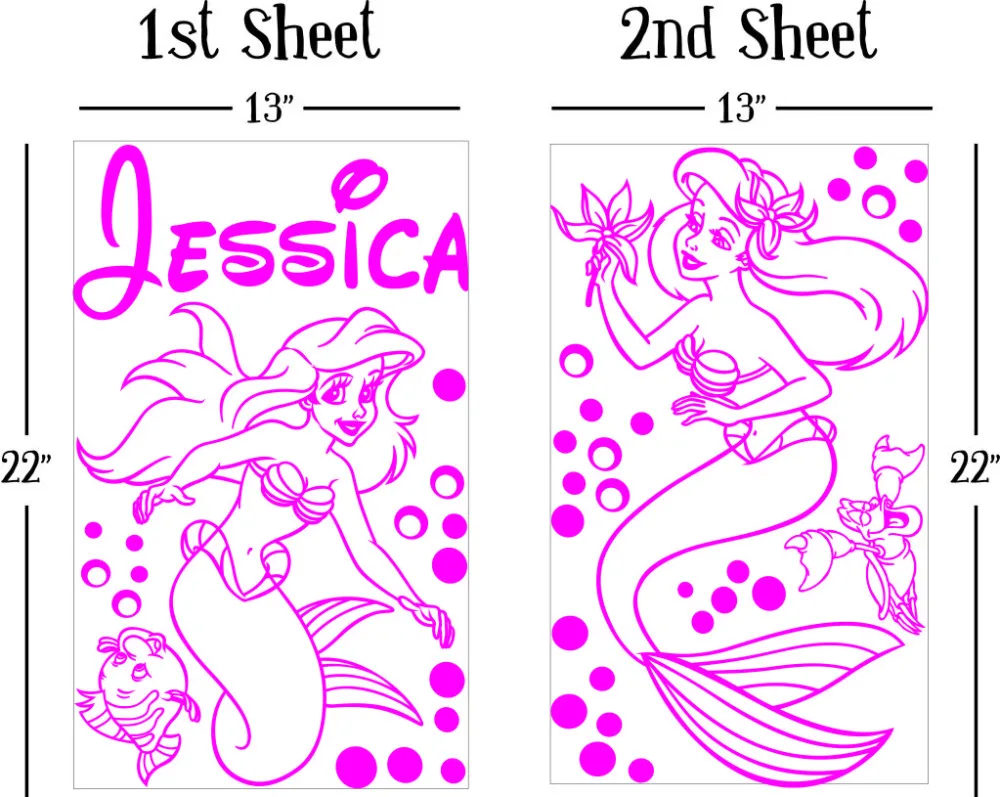 New Mermaid *** ARIEL *** Name Vinyl Wall Decal Sticker Art Decor Nursery Girls Room