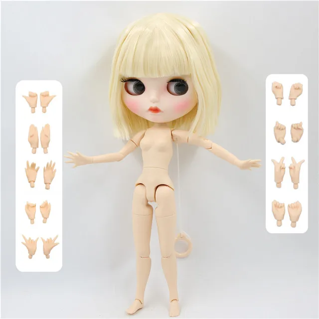 doll with hand AB Ледяная фабрика blyth кукла 1/6 bjd белая кожа сустава тела короткие светлые волосы, новое матовое лицо резные губы с бровью 30 см BL0510 - Цвет: doll with hand AB