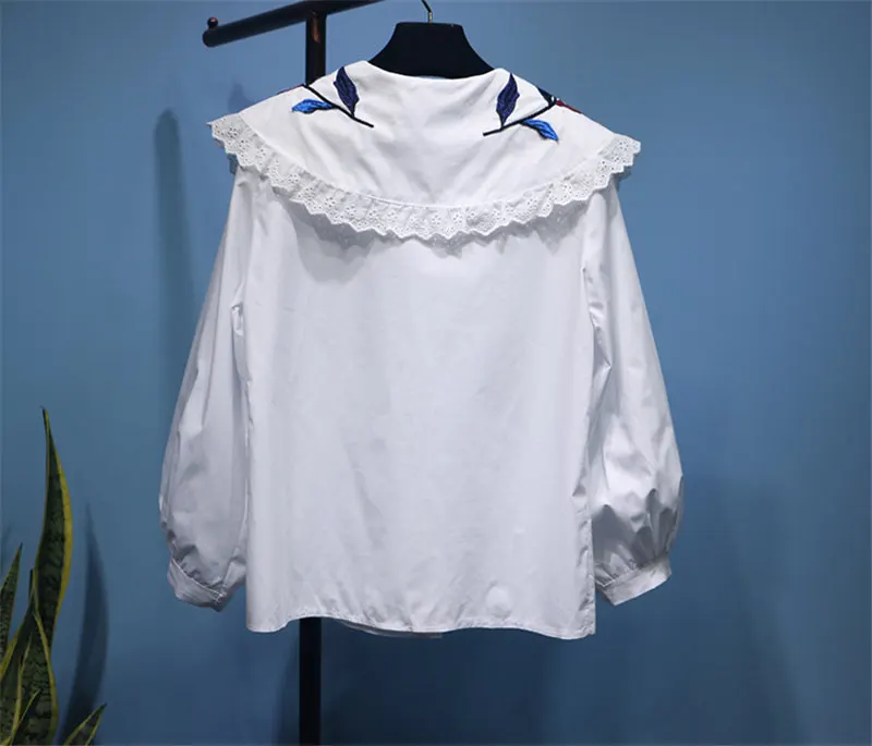 Женская блузка с цветочной вышивкой LUOSHA однотонная Повседневная рубашка