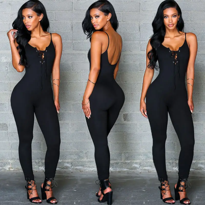 Sexy Halter bodysuit Women elegant Skinny 2017 black jumpsuit romper body overalls playsuit Size S-XL | Женская одежда