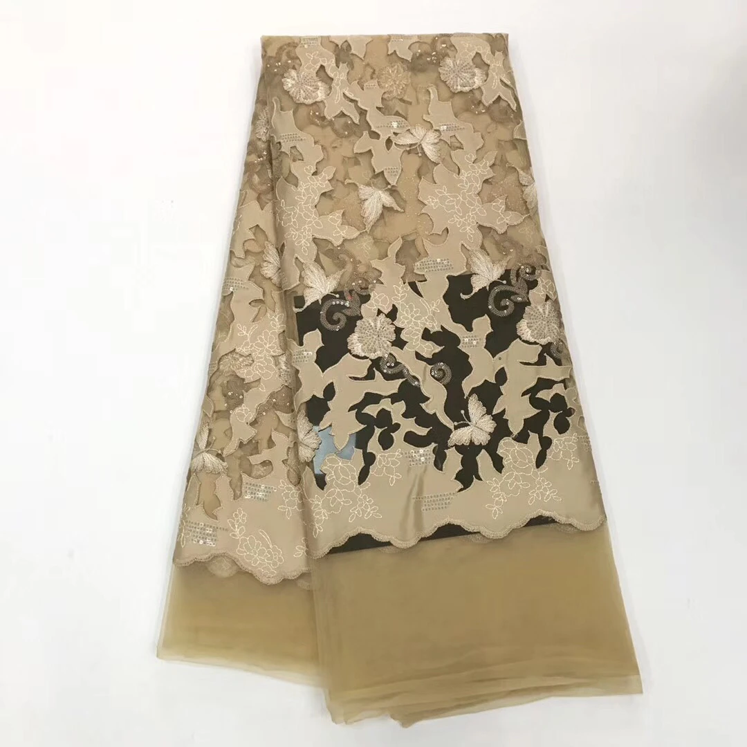 

Sequins Nigerian Lace Fabric Dubai Embroidered French Tulle Lace Latest Velvet Lace Fabric African Lace Fabric 2018 L-J2350