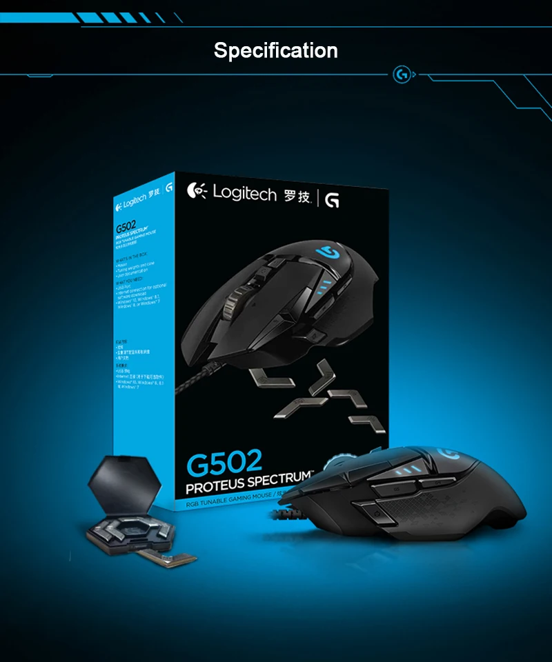 Проводная игровая мышь logitech G502 PROTEUS SPECTRUM HERO с настраиваемой игровой мышью 12000 dpi с Delta Zero для всех геймеров