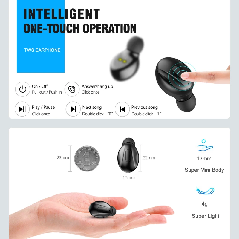 XG13 Bluetooth наушники портативные 5 0 TWS беспроводные наушники-вкладыши 3D стерео звук с