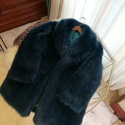 MESHARE Hairy Faux Fur Thick Warm Fox Fur Coat