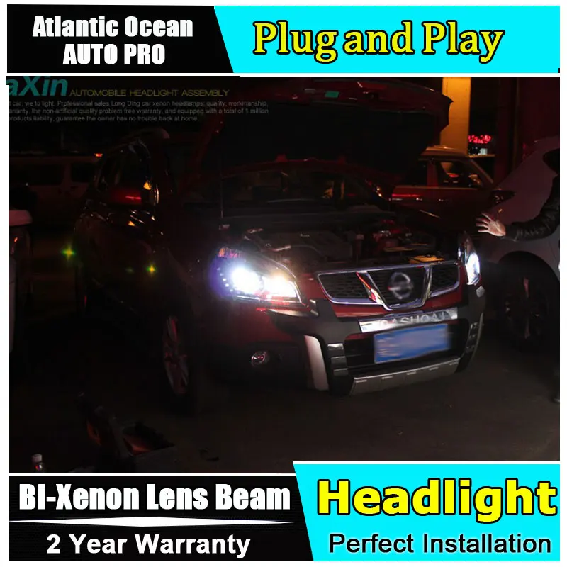 

2008-2013 For Nissan Qashqai headlight car styling qashqai head lamp12 high brightness LED DRL parking bi xenon lens HID KIT Kit
