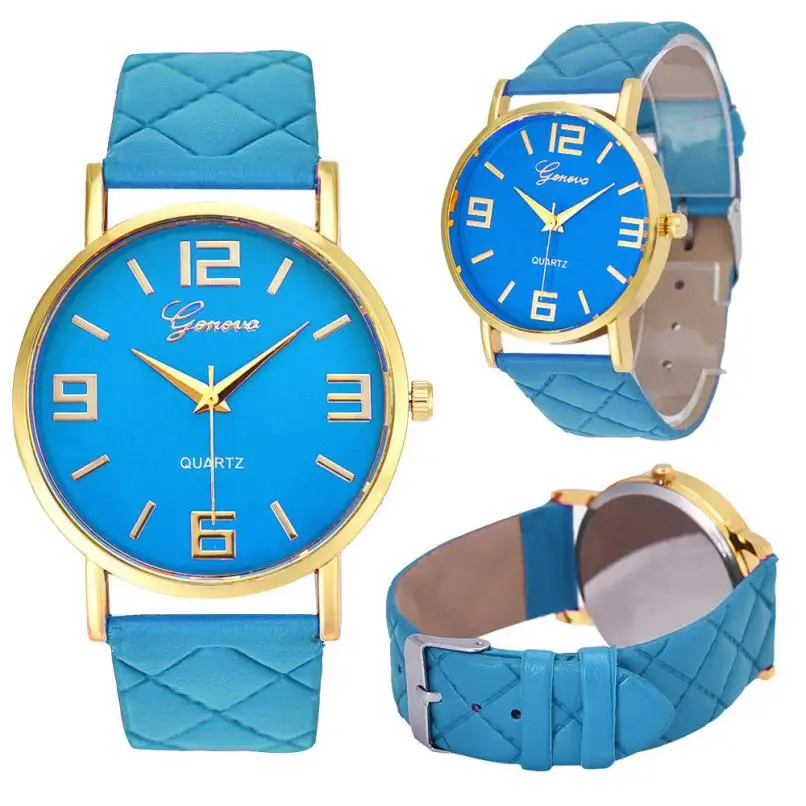 Sky Blue Женские часы Reloj Mujer Geneva аналоговые кварцевые часы под платье из искусственной кожи женские спортивные браслеты часы Relogio Feminino - Цвет: Sky Blue