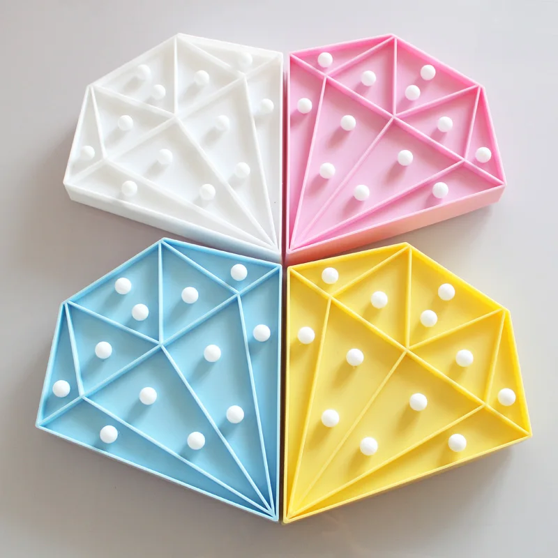 Белый желтый синий розовый светодиодный ночник ромбовидная прикроватная лампа