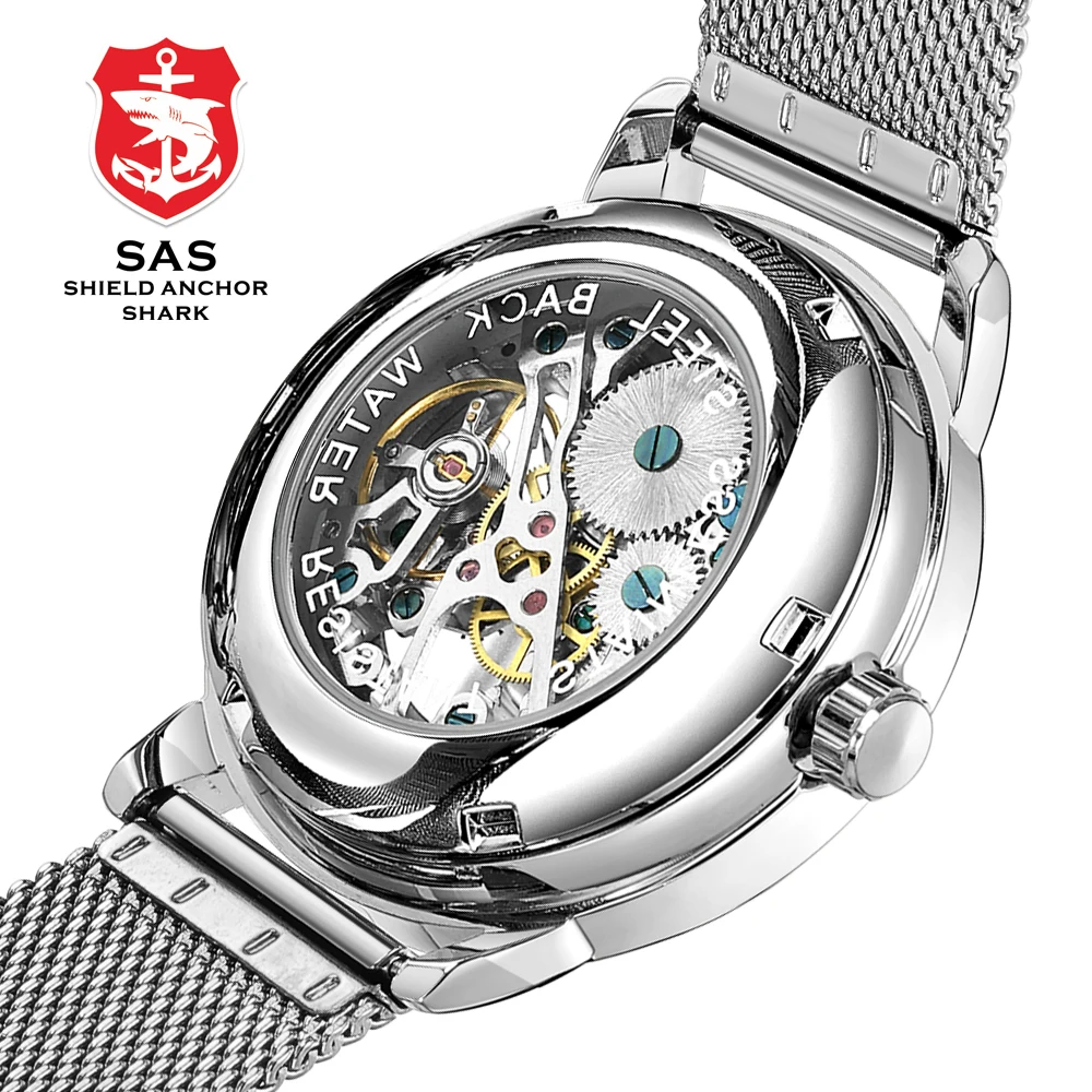 

Watches Men Sliver Automatic Mechanical Military Wrist Watch Skeleton Sports Mechanical Watch Relogio Masculino reloj hombre
