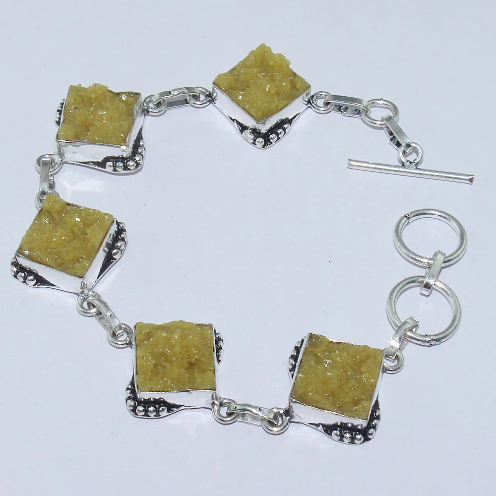 

Серебристый браслет с друзой, покрытый медью, 19,5 см, B0868