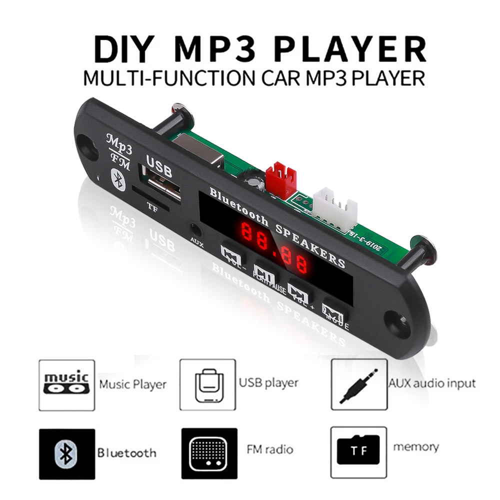 Bluetooth декодер плата MP3 Воспроизведение запись беспроводной модуль WMA WAV AUX 3 5 мм