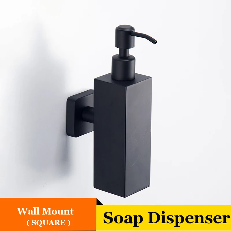 Square Wall Mount ULGKSD матовый черный диспенсер для мыла 300 мл круглый квадратный Настенный/палубное крепление ручные дозаторы для мыла используется для раковины аксессуары для ванной комнаты - Цвет: Square Wall Mount