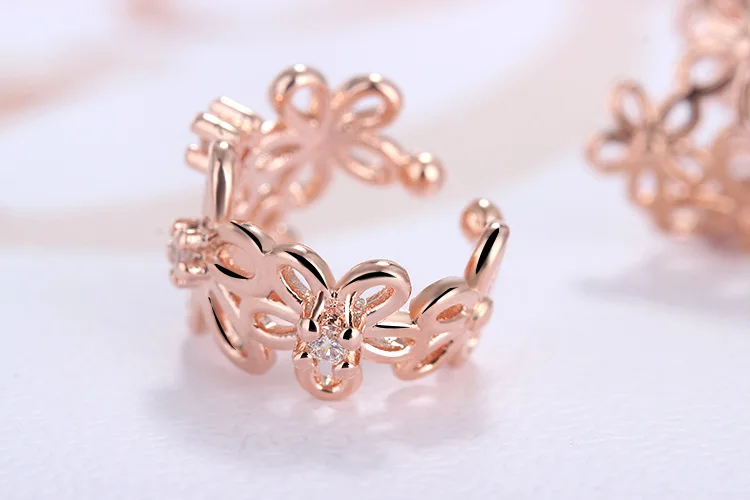 Модный с украшением в виде кристаллов из розового золота женский ухо клип