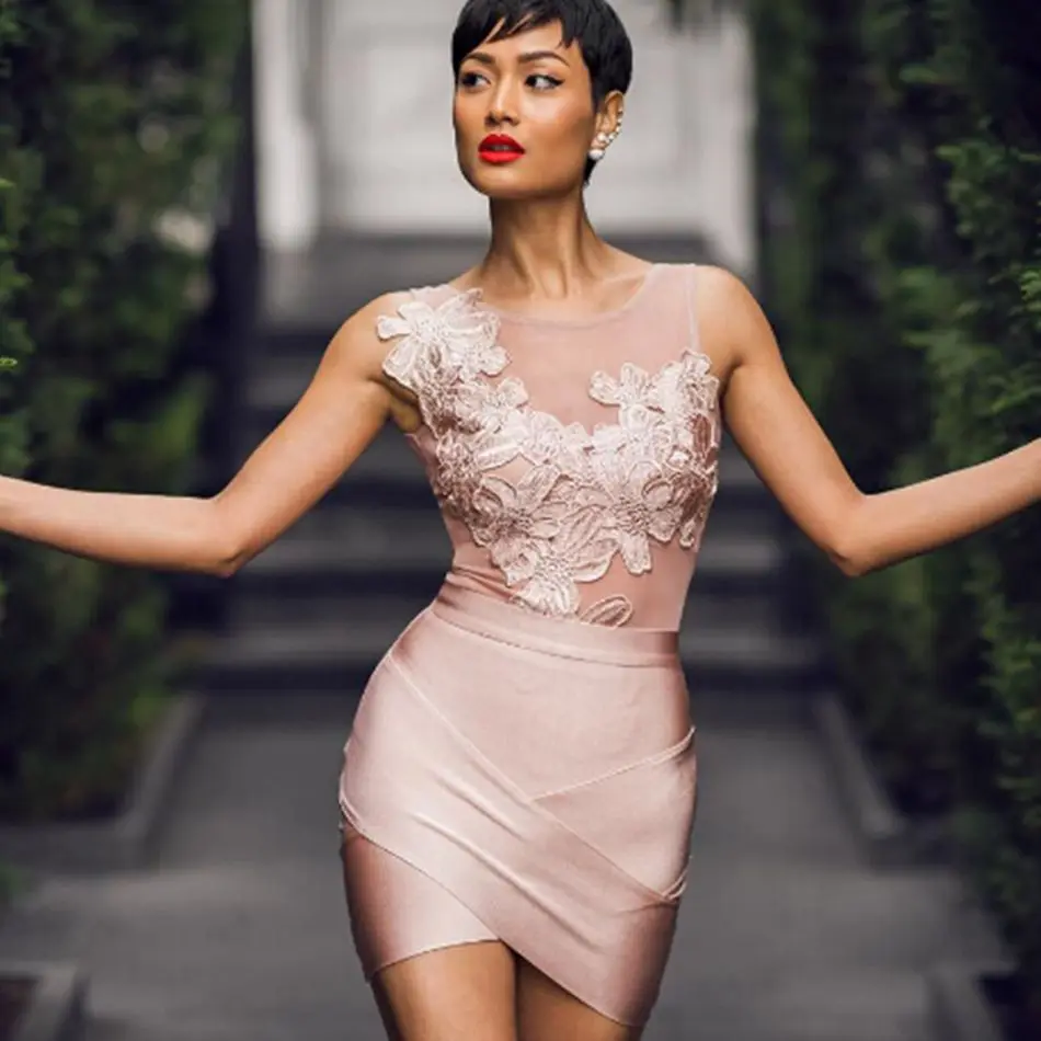 2018 Новая Летняя женская юбка Бандажное розовое облегающее стрейч для вечеринки