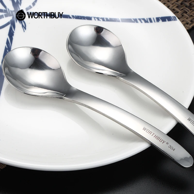 WORTHBUY 2 шт./компл. кухонная ложка для супа 304 нержавеющая сталь столовая с длинной