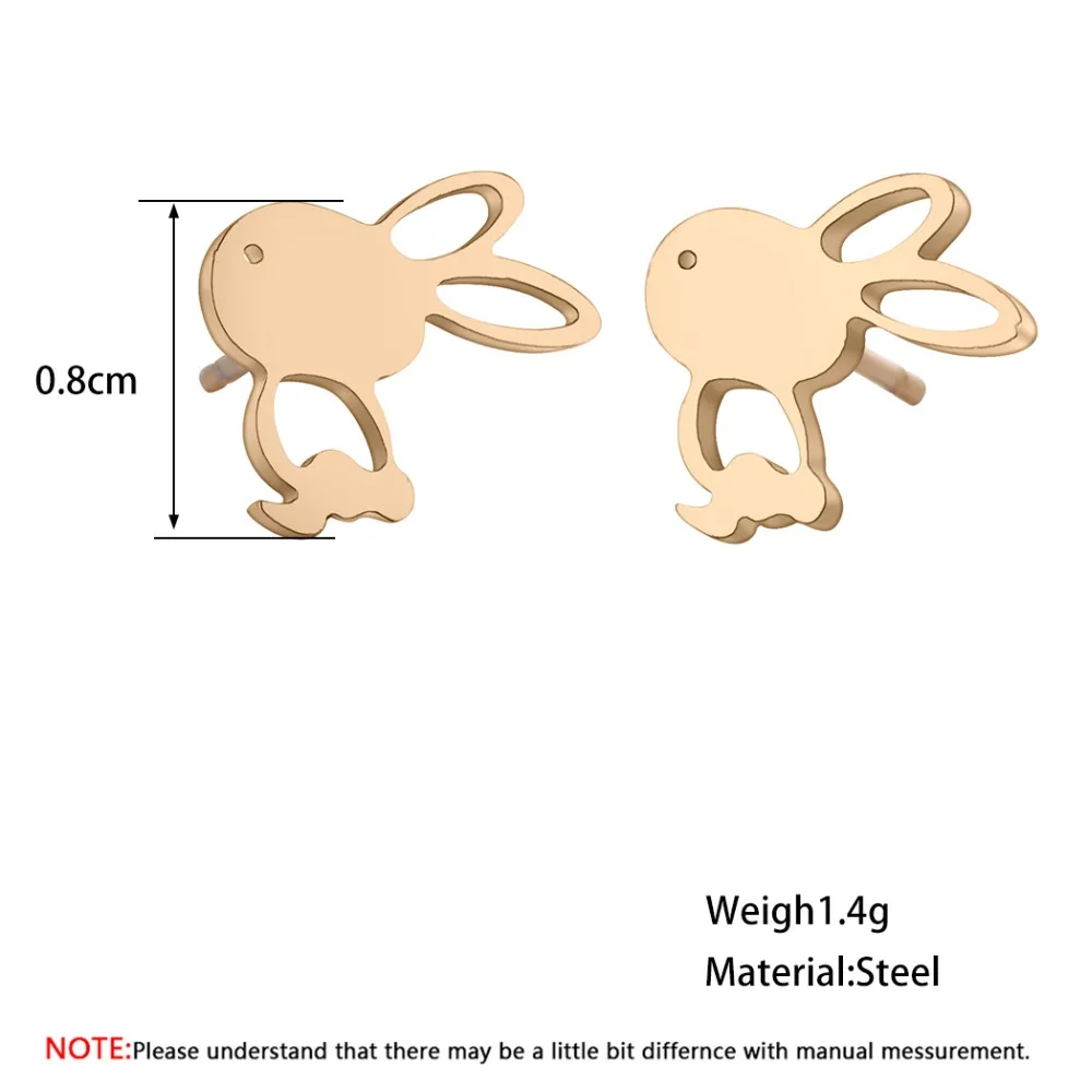 Корейские серьги Чандлер из нержавеющей стали с золотым Кроликом детские