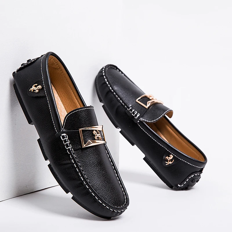 

Men Loafers Leather Casual Shoes Men Moccasin Footwear Flat Peas Shoes Driving Boat Shoes Male Classical Summer Sapato Masculino