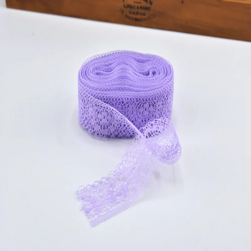 purple 10 ярдов/партия, хлопчатобумажная кружевная лента, аксессуары для свадебной одежды, 40 мм ширина, африканская кружевная ткань, обрезка, Вышитое Платье для шитья, сделай сам - Цвет: purple