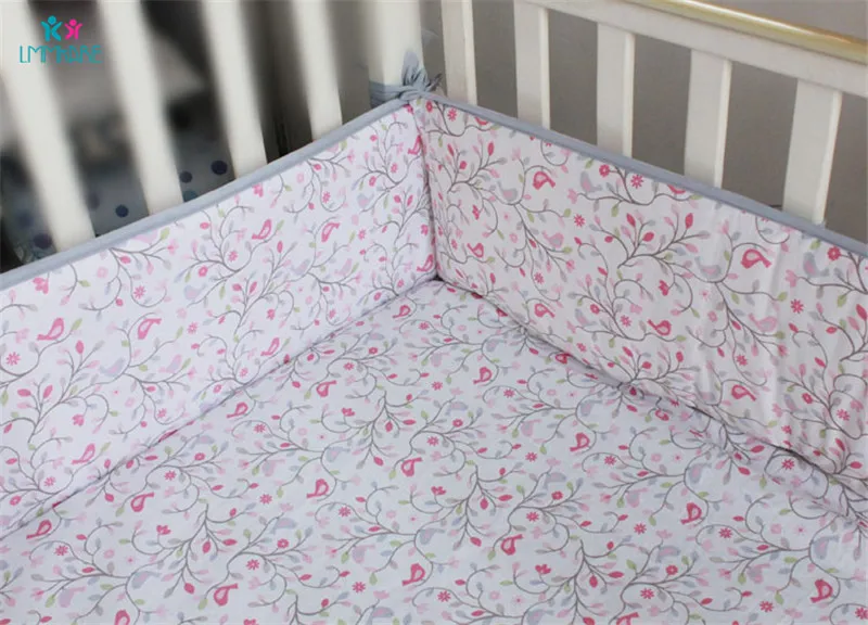 1pcs Fitted Sheet Хлопковые комплекты постельного белья для маленьких девочек, мягкие бортики для кровати с розовым цветком и птичкой, мягкая дышащая детская кроватка, простыня, одеяло, постельное белье - Цвет: 1pcs Fitted Sheet