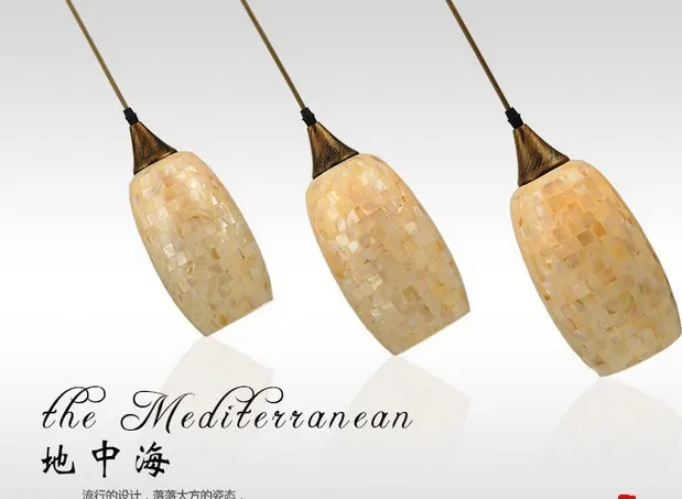 lightglass Pendant Lights Fashion natural shell dining room lamps bar lamp study 3 heads light ZA | Лампы и освещение