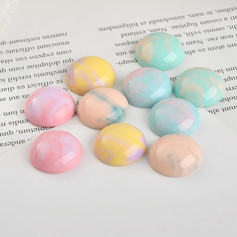 

Оптовая продажа, 50 шт./лот, 18 мм, полукруглые Кабошоны с плоской задней частью, кабошоны ярких цветов из смолы, Ювелирное Украшение, аксессуар...