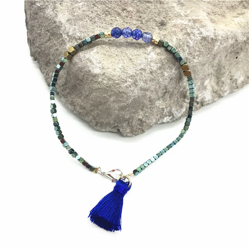 Youga новые модные made by hand натуральный камень браслет из бисера Простой Hemati tassal