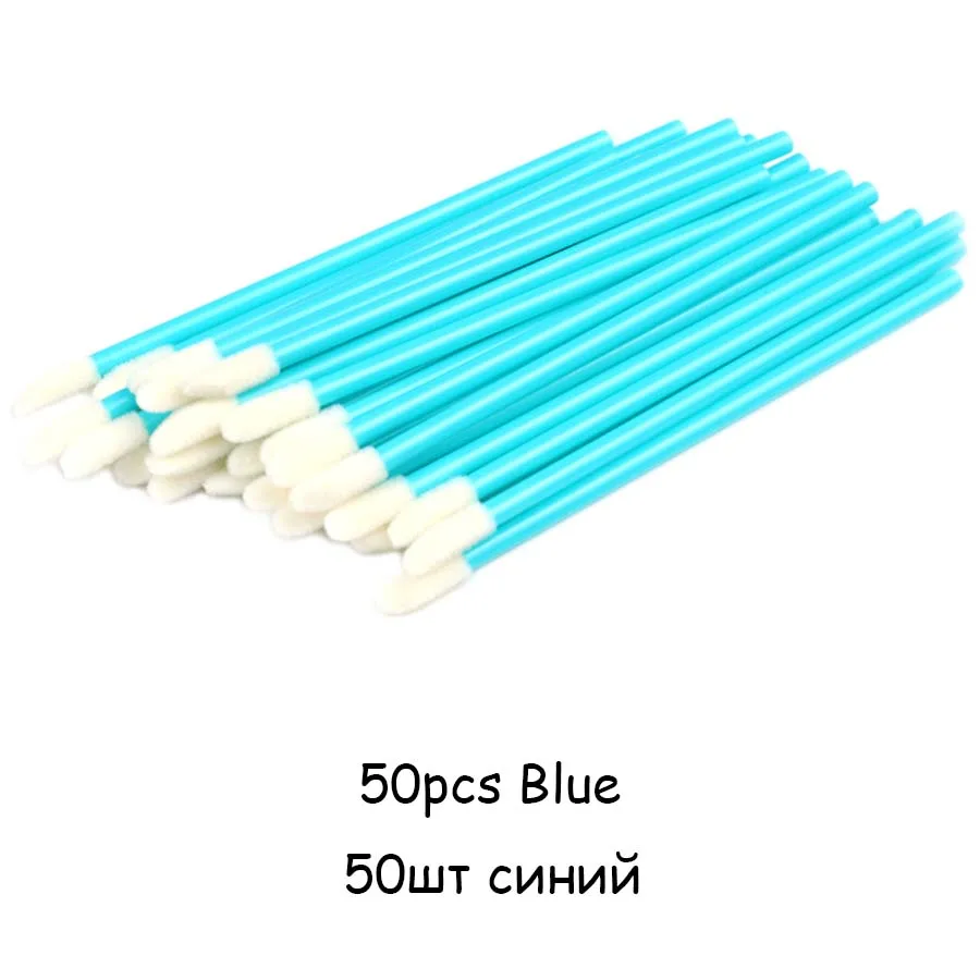 50pcs Blue Одноразовые кисточки для губ кисти 50 шт. щетка для очистки ресниц Инструменты для удаления макияжа губная помада губная палочка-аппликатор для блеска инструмент кисть для губ - Цвет: 50pcs Blue