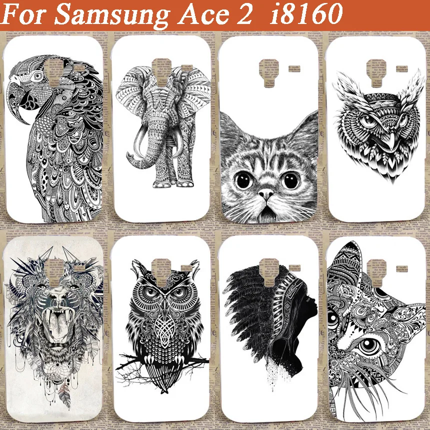 Новый мультяшный милый черно белый чехол для Samsung Galaxy Ace 2 II i8160 diy цветной с