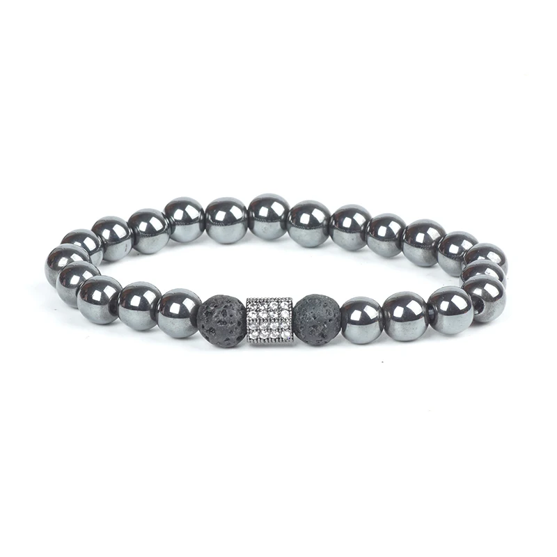 Natural Stone Beads Lava Hematite Bracelet for Men Charms Bracelets &amp Bangles Crystal Male Lucky Yoga Jewelry Accessories | Украшения и