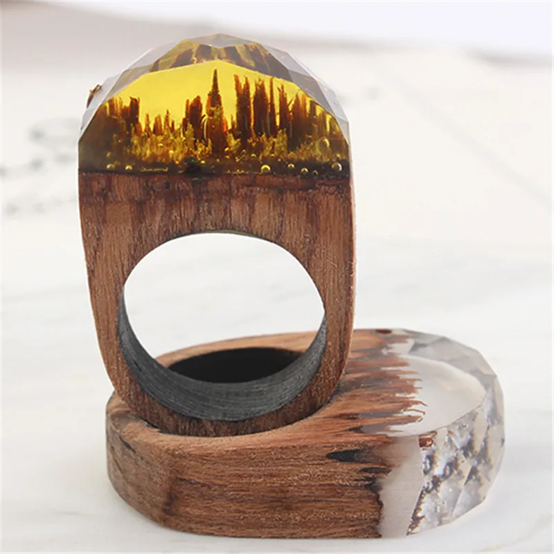 Женские кольца ручной работы модные украшения из смолы и дерева 1349|fashion rings for