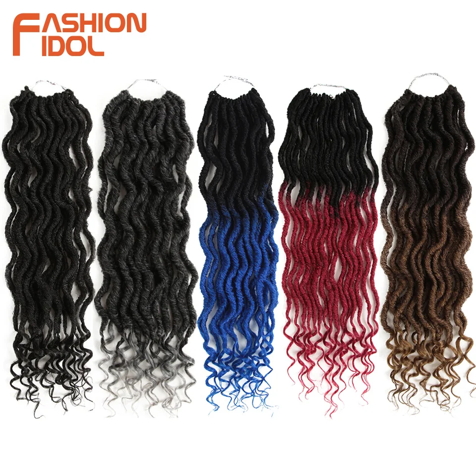 Мода IDOL Faux Locs Crotchet волосы для наращивания 20 дюймов вязанные крючком косички мягкие натуральные синтетические волосы Омбре синие коричневые волосы косички
