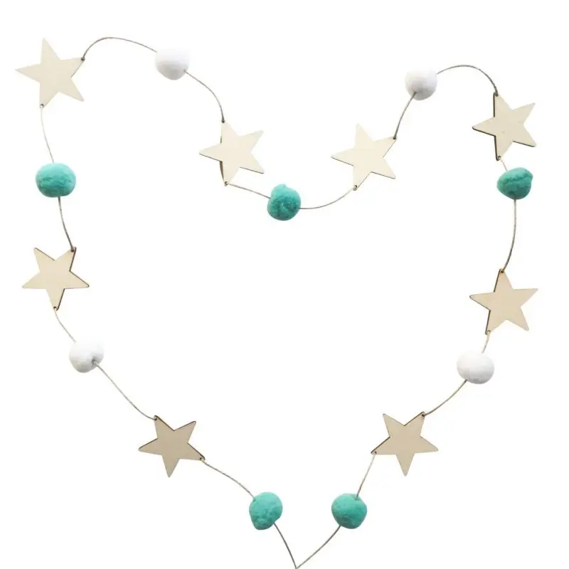 Скандинавский стиль INS DIY фетровые шарики и деревянные звезды висячие украшения