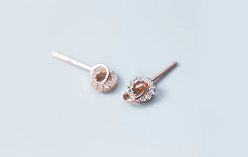 Корейский простой стиль с кристаллами серьги 925 пробы серебро полые уха Jewelry вечерние аксессуары подарок круг серьги