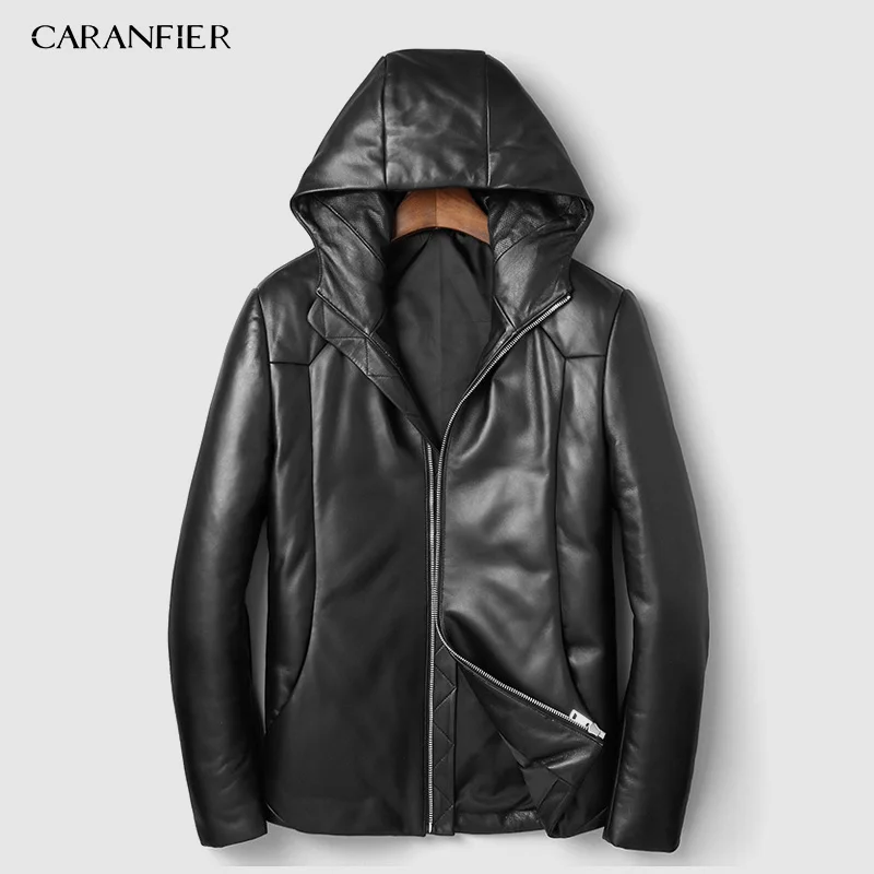 Мужские куртки с капюшоном CARANFIER черная Повседневная мотоциклетная куртка из