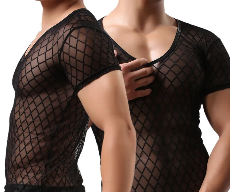 2017 модный бренд черная клетчатые в сетку прозрачная Мужская сексуальная