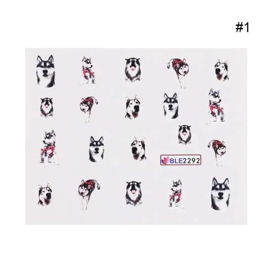 Pattern1 1 лист, животное, милый кот, собака, искусство ногтей, водная наклейка, кролик, маникюр, переводная вода, наклейка, обертывание, украшение для ногтей, аксессуар - Цвет: Pattern1