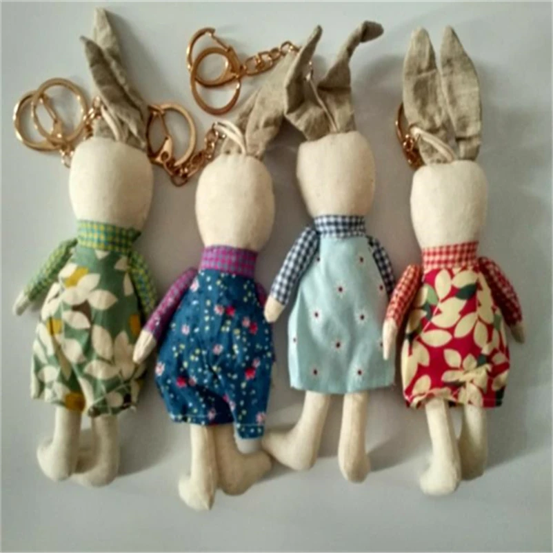 Новинка 2019 хлопковая льняная игрушка ручной работы с кроликом брелок из
