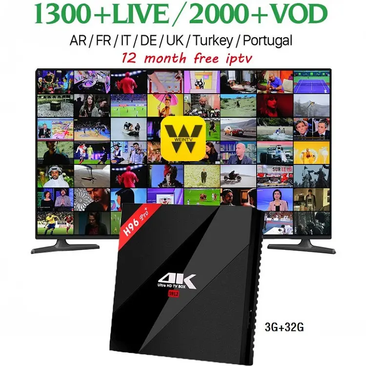 3G 32G add WEINTV1YE H96 pro plus android ТВ приставка 7,1 ТВ/H96 Смарт ТВ приставка приемники Арабский IP ТВ подписка 1 год QHD ТВ аккаунт 1300+ HD IP ТВ приставка - Цвет: 3G 32G add WEINTV1YE